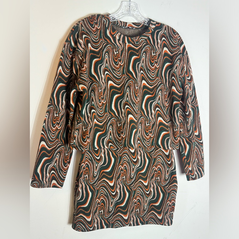 Zara Jacquard sweater Co-Ord set top and mini skirt set size Medium - Picture 3 of 11